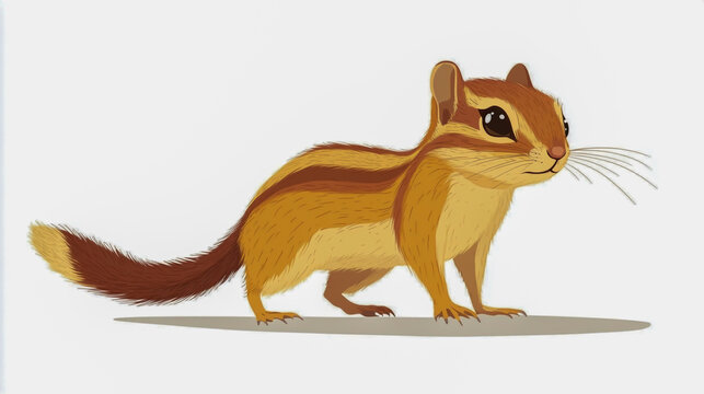 Red-tailed chipmunk standing, with a natural background, perfect for wildlife illustrations, educational content, and nature-themed graphics
