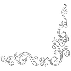 Vintage floral lines for decorating corners. Graphic elements