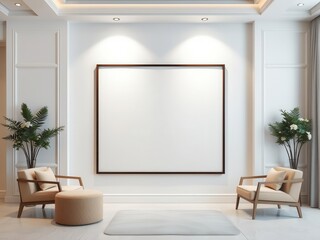 A modern and sleek wall art mockup in a clean and stylish interior setting, mockup, minimalistic