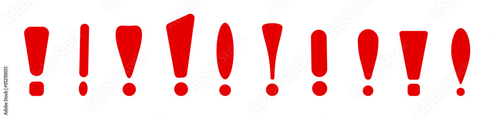 Poster a set of red exclamation mark symbols designed to highlight warnings, urgent messages, and alerts. i
