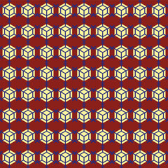 Download seamless 3D shape tile backgrounds featuring vibrant patterns in light yellow, maroon, and medium blue. Perfect for vector templates, designs, and creative projects with stylish color combina