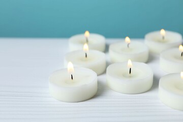 Beautiful composition with candles on the table