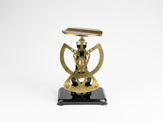 Vintage Brass and Cast Iron Balance Scale Isolated on White Background