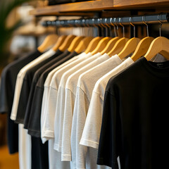 Obraz premium Neutral T-Shirt Display, Retail Clothing Photo