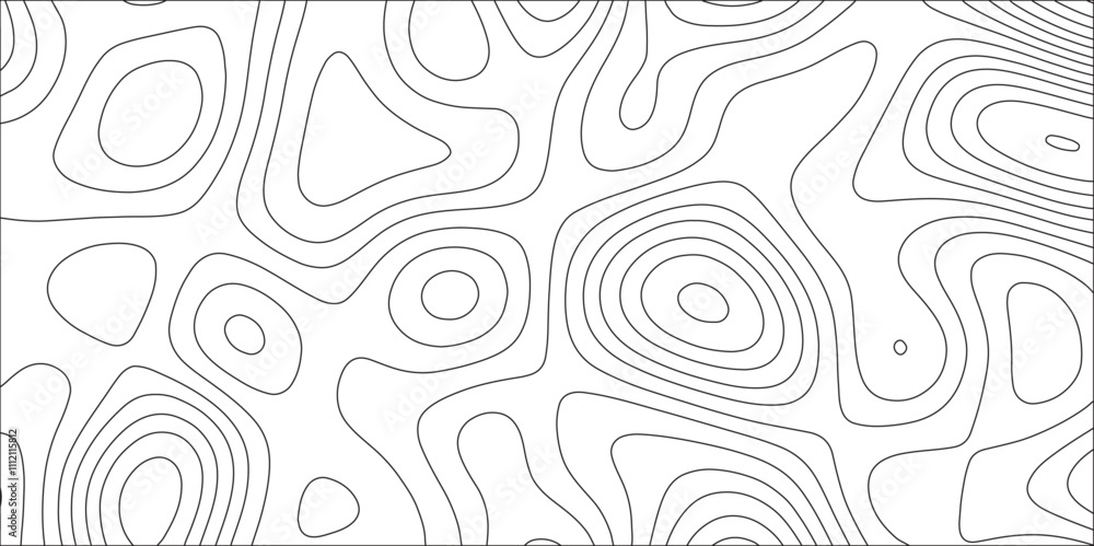 Poster White simple topography design with slim stroke. Paper cut vector art background banner texture website template. White wavy paper curved relief. Topographic contours map with geographic line