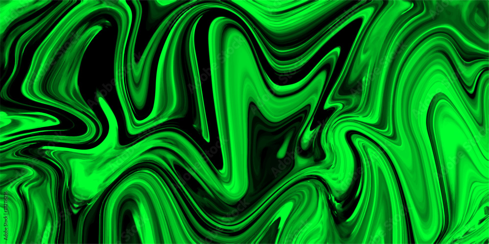 Poster Fluid motion background style abstract liquid splash. liquid Green flash metallic shining bright high. Metallic with texture aluminum alloy. 