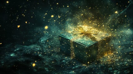 Magic gift box image. Mixed media