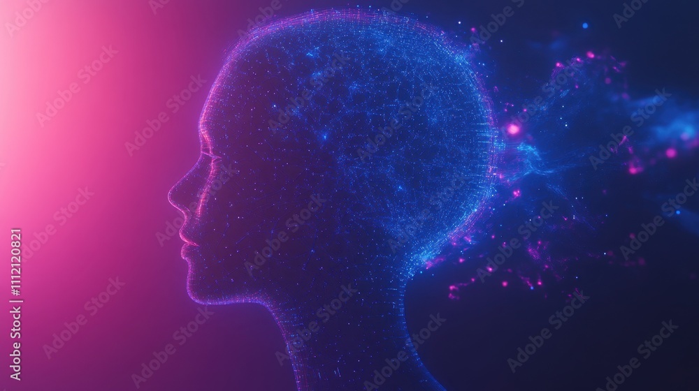 Poster mind's abstract journey: an ethereal representation of a human mind in a state of thought and creati