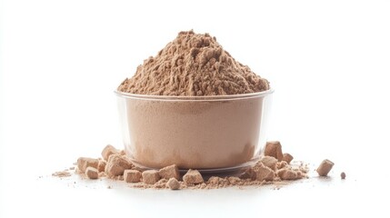 Whey protein powder isolated on white background