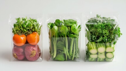 Plastic packages with vegetables