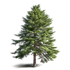 Fototapeta premium Tall evergreen tree isolated on white.