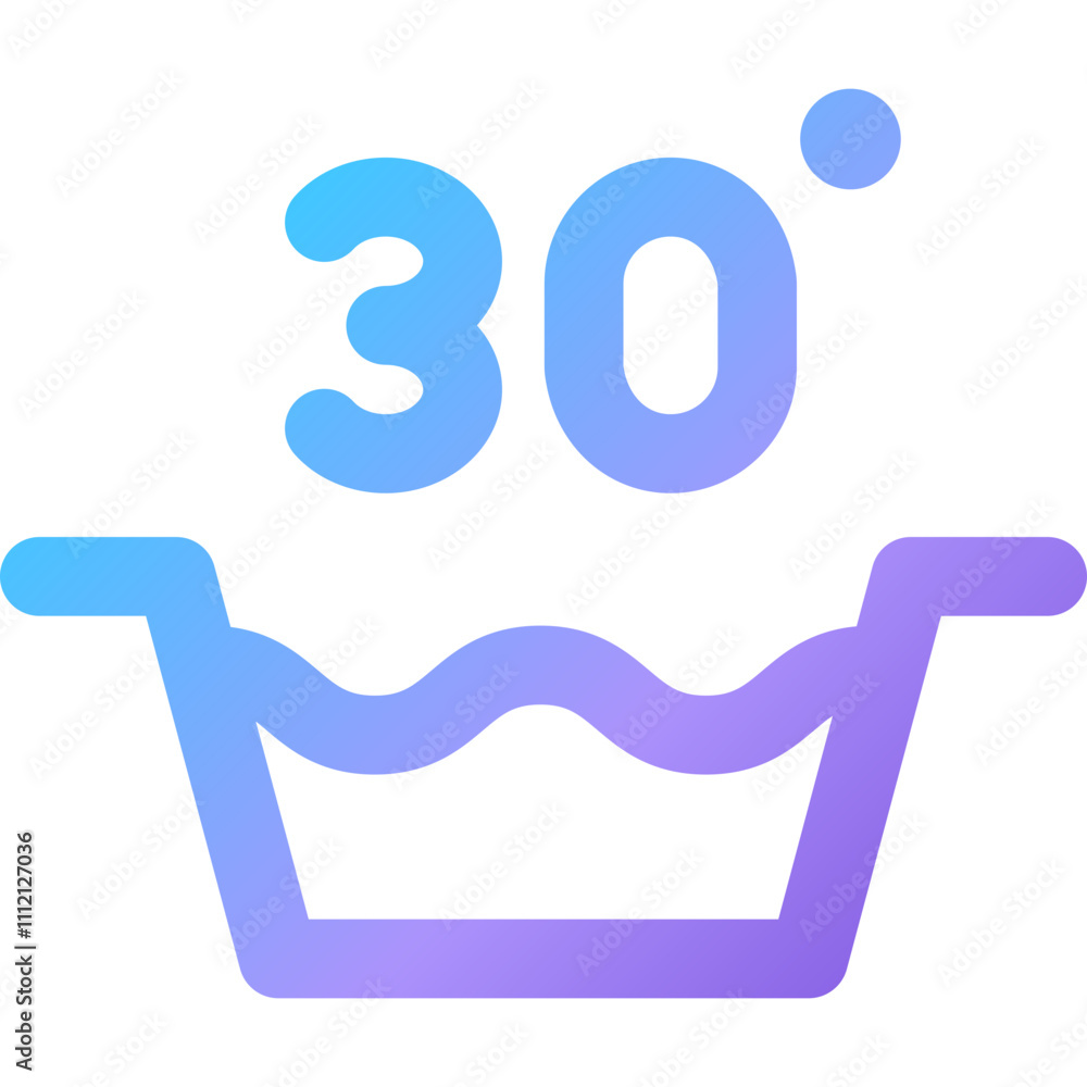 Poster symbols indicating washing machine settings for temperature and cycle duration in laundry applicatio