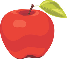 an apple with a green leaf on it