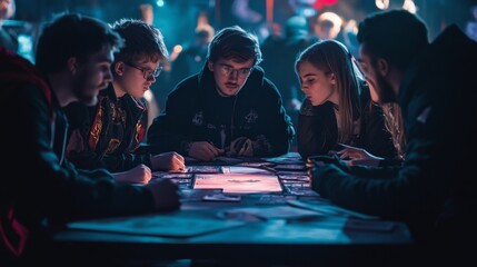 Group of friends playing a strategy game