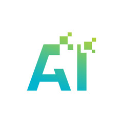 AI Logo. Artificial Intelligence logo design illustration