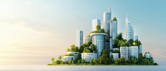 Fototapeta premium A futuristic cityscape blending modern architecture and greenery.