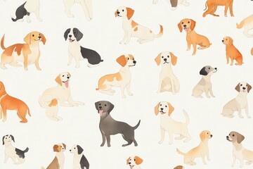 A white background with dogs pattern