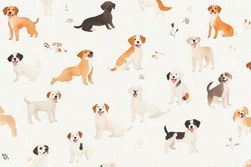 A white background with dogs pattern