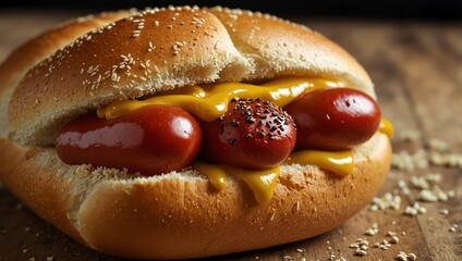 hot dog with mustard