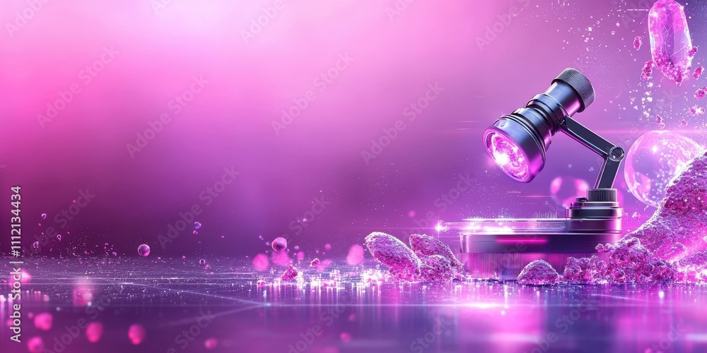 Poster a vibrant pink background with dynamic lighting and abstract shapes for creative projects.