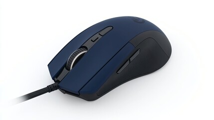 Wired Ergonomic Computer Mouse on White Background