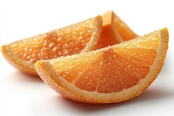 Juicy orange slices glistening with water droplets, close-up shot emphasizing texture and freshness. Perfect for healthy eating, vitamin C, or citrus themes.