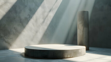 Sunlit Concrete Cylinders 3D Render