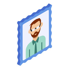 Wall mounted Dad Picture Frame isometric Concept, Dads Memorial Photo Vector Icon, Fathers Day Symbol, Dads Gift Elements Sign, Parents Day Stock illustration