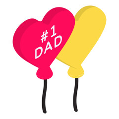 Number 1 Dad in the World Balloon isometric Concept, Daddys Day Celebration Vector Icon, Fathers Day Symbol, Dads Gift Elements Sign, Parents Day Stock illustration