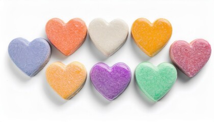 Obraz premium Vibrant Heart Shaped Candies for Valentine’s Day and Women’s Day. Perfect for Gifting, Party Decorations, DIY Crafts, Sweet Treats, and Creative Surprises on 8 March Celebrations and Beyond