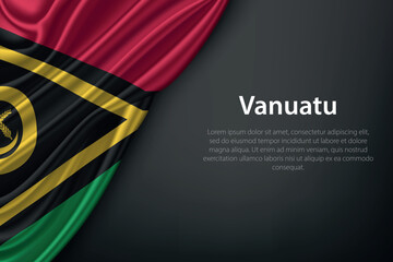 Waving Vanuatu Flag on Dark Background