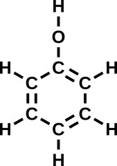 Phenol structural formula with carbon atoms, vector illustration
