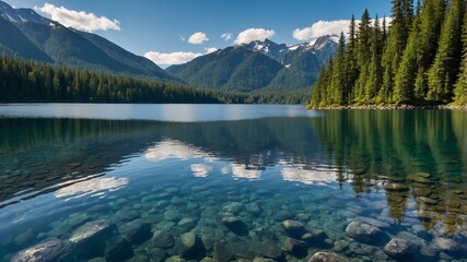 Fototapeta premium Lake in the mountains. Landscape