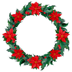 christmas wreath with holly berries