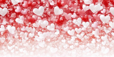 Romantic Background with Red and White Hearts Ideal for Valentine's Day Celebrations, Love-themed Art, and Holiday Invitations