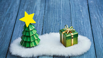 christmas tree and green present box