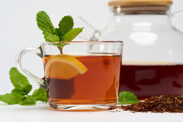 Rooibos tea isolated on white background