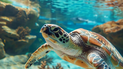 Obraz premium sea turtle underwater