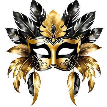 recommend clip art: Golden carnival mask, A gold mask on a transparent background, The Golden Carnival Mask's Radiance for Every Celebration 
