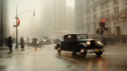 Fototapeta premium street photography - a picture of people and a city in motion. blur of lights, vintage charm and portraits of loneliness in the rhythm of the city bustle. street atmosphere of urban melancholy.