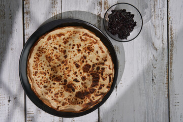 Crepes with wild cherry jam