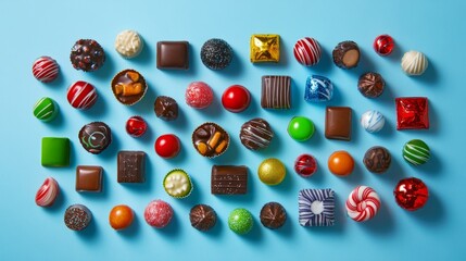 Creative Christmas flat lay: Chocolates and ornaments