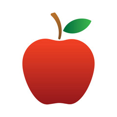 Red Apple with green leaf icon vector symbol. Apple fruit symbol illustration. Flat design style isolated on a white background. Healthy lifestyle, farm and bio food concept.