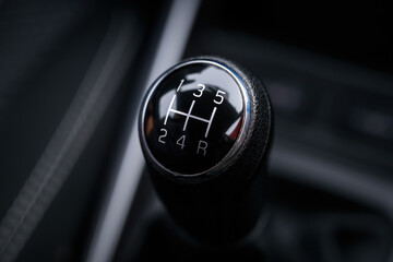Car gear transmission stick, closeup