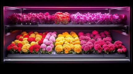 A warehouse filled with vibrant produce grown through data-enhanced farming techniques symbolizes agricultural innovation.