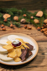 typical Czech meal called svickova at Christmas time