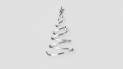 Abstract Christmas tree made of gold ribbon with a star topper, gold, tree