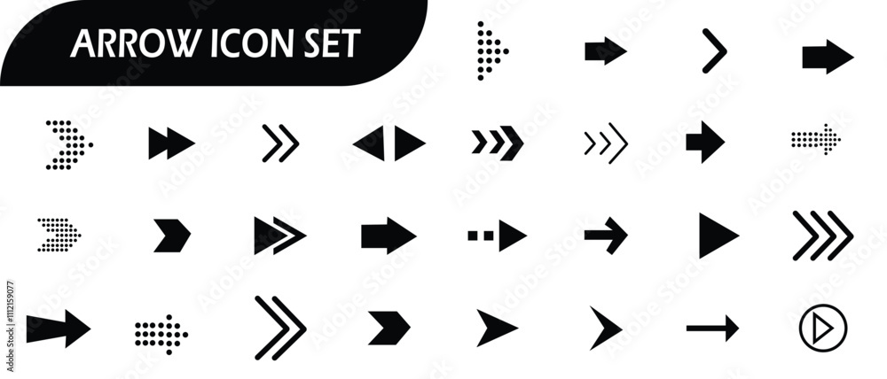 Poster arrow icon, vector collection. mega set of arrow vector. arrows vector silhouette set. modern simple