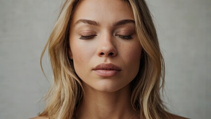 Fototapeta premium close up portrait of a woman squinting_eyes_closed