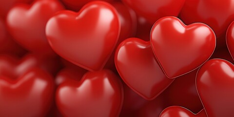 Vibrant Red Hearts on a Love-themed Background for Valentine's Day Celebration and Romantic Expressions of Affection and Connection in Various Designs